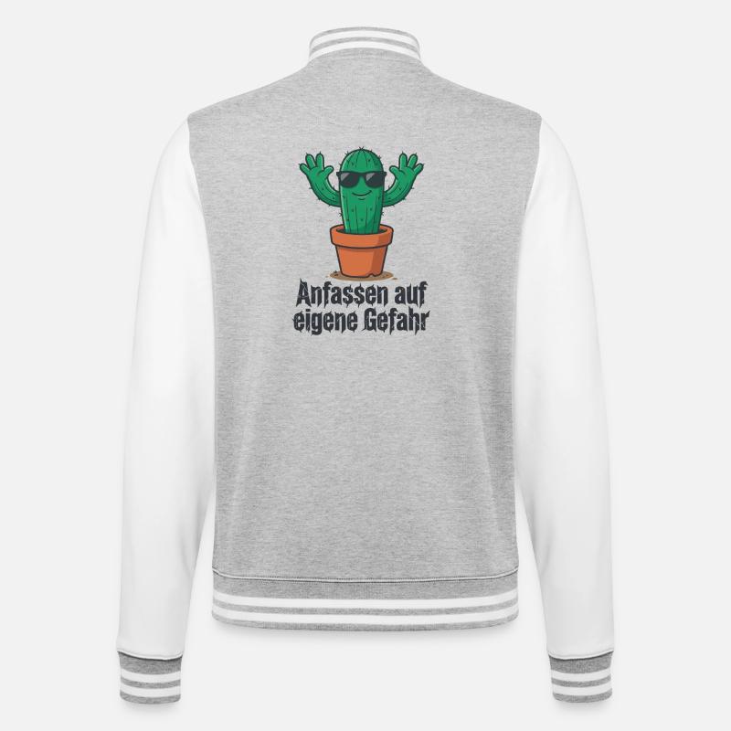 Cactus Sunglasses Warning ! - College Sweat Jacket - heather grey/white
