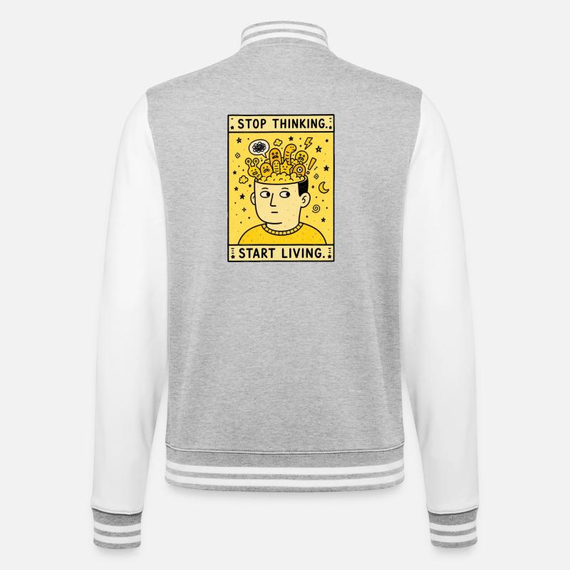 ARRÊTE DE PENSER. COMMENCE À VIVRE. - Veste Teddy - gris chiné / blanc