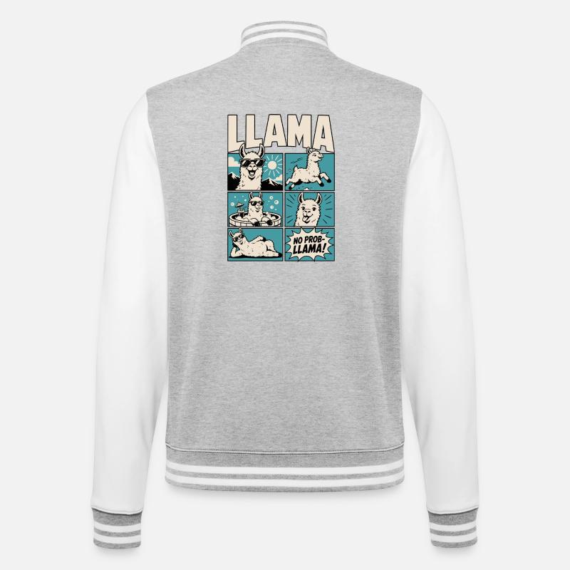 Chill Llama Comic Design - Veste Teddy - gris chiné / blanc