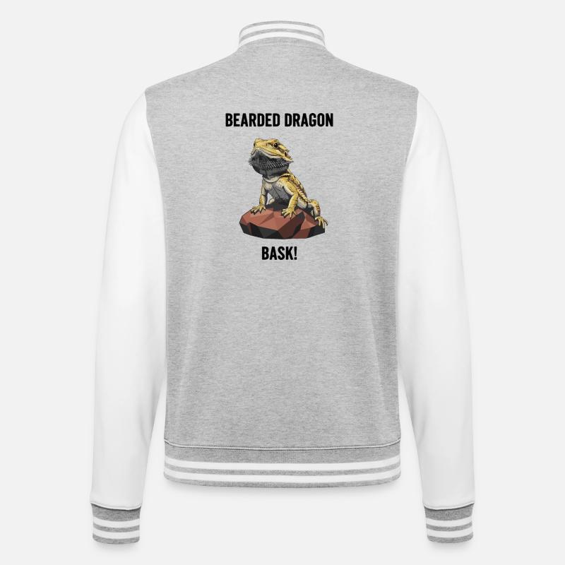 Agame Bearded Lizard Bask Bearded Dragon - College Sweat Jacket - heather grey/white