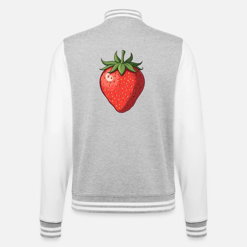Erdbeere - College-Sweatjacke - Grau meliert/Weiß