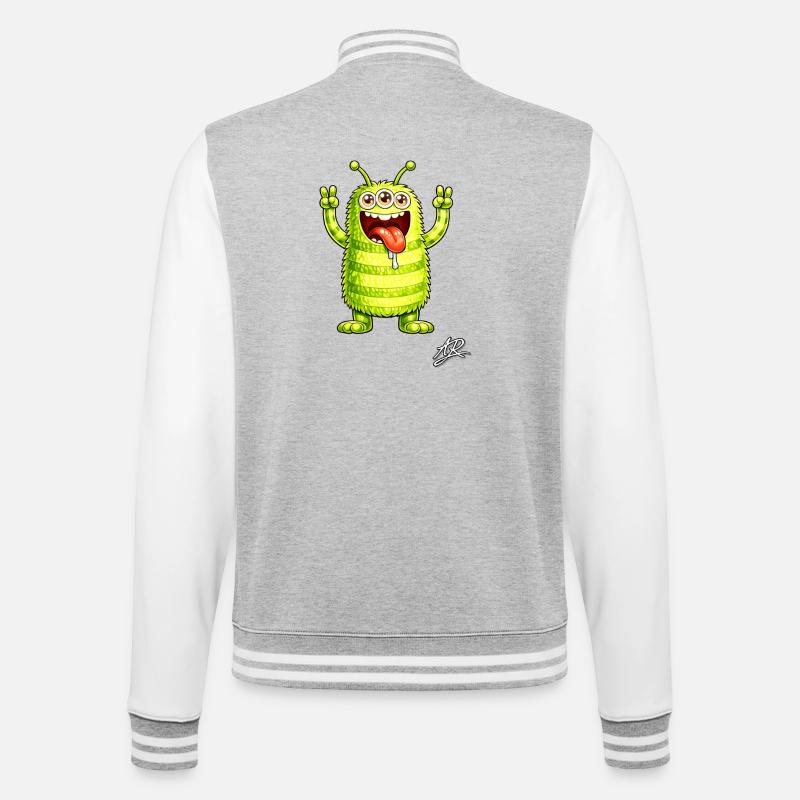 Neon monster three eyes cheerful - College Sweat Jacket - heather grey/white