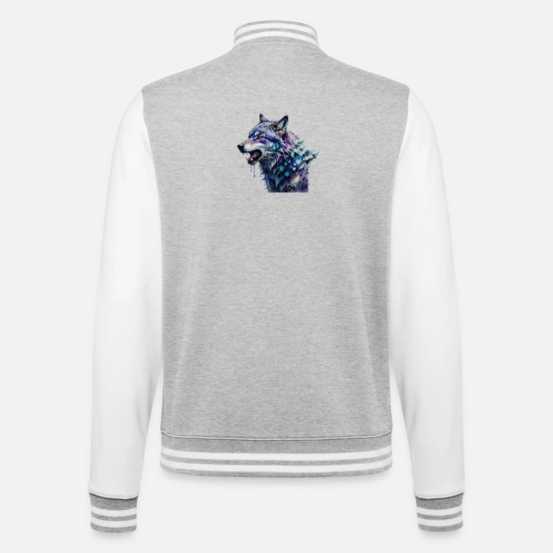 Alpha Wolf - College Sweat Jacket - heather grey/white