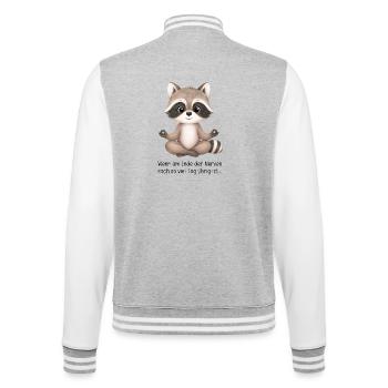 Lehrerhumor Waschbär Meditation Waschbärenklasse - College-Sweatjacke - Grau meliert/Weiß - Hinten - Marisol (170cm)