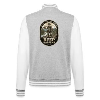  Backprint | Sondengänger Sondler sondeln - College-Sweatjacke - Grau meliert/Weiß - Hinten - Marisol (170cm)