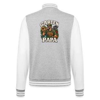 Garten Papa Vintage Motiv Geschenk Papa - College-Sweatjacke - Grau meliert/Weiß - Hinten - Marisol (170cm)