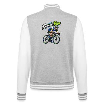 Rennrad Papa – Neon Sprint Illustration - College-Sweatjacke - Grau meliert/Weiß - Hinten - Marisol (170cm)