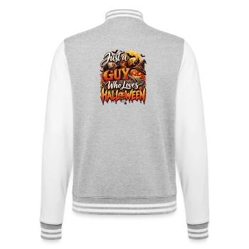 Just a Guy Who Loves Halloween - College-Sweatjacke - Grau meliert/Weiß - Hinten - Marisol (170cm)