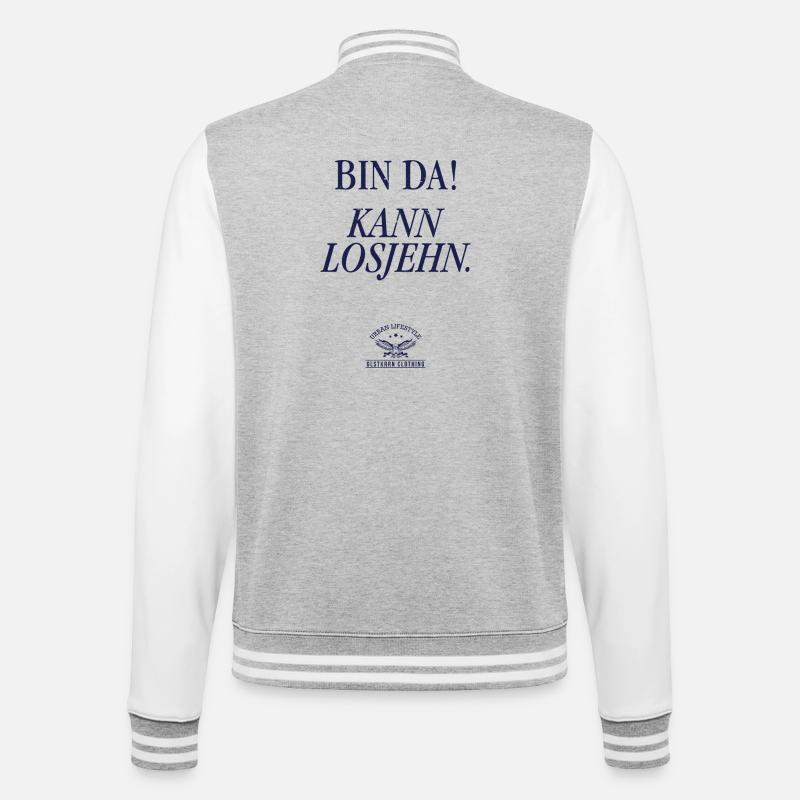 Bin da! Kann losjehn - College-Sweatjacke - Grau meliert/Weiß