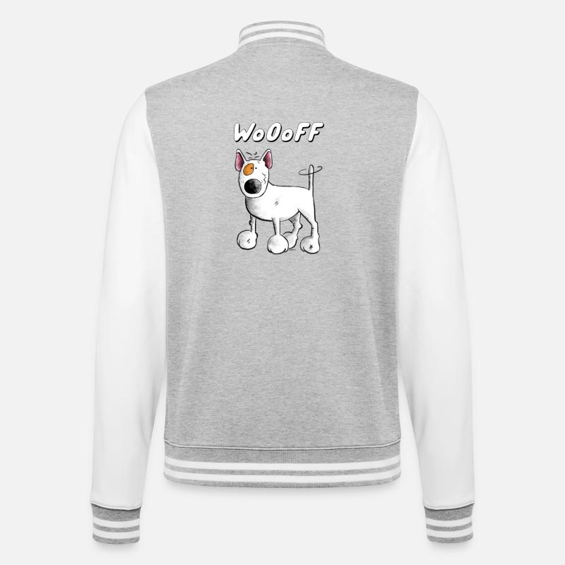 Wooff Bullterrier - College Sweat Jacket - heather grey/white