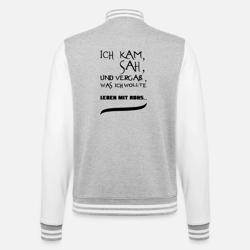 Leben mit ADHS Geschenk - College-Sweatjacke - Grau meliert/Weiß