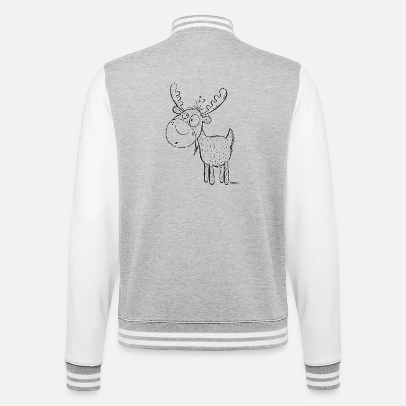 Lustiger Elch - Elche - Hirsch - Reh - Geschenk - College-Sweatjacke - Grau meliert/Weiß