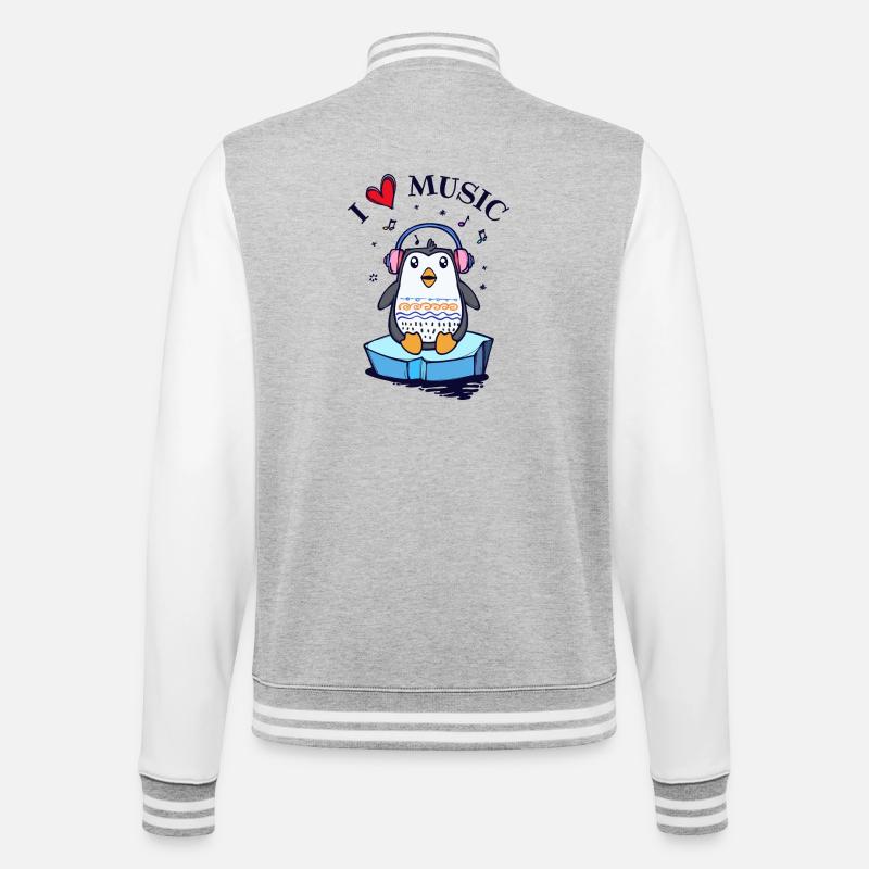 Seevogel Cool Herz PinguinTier Statement - College-Sweatjacke - Grau meliert/Weiß