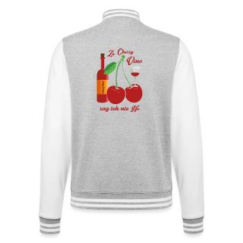 Wein Liebhaber - College-Sweatjacke - Grau meliert/Weiß - Hinten - Marisol (170cm)