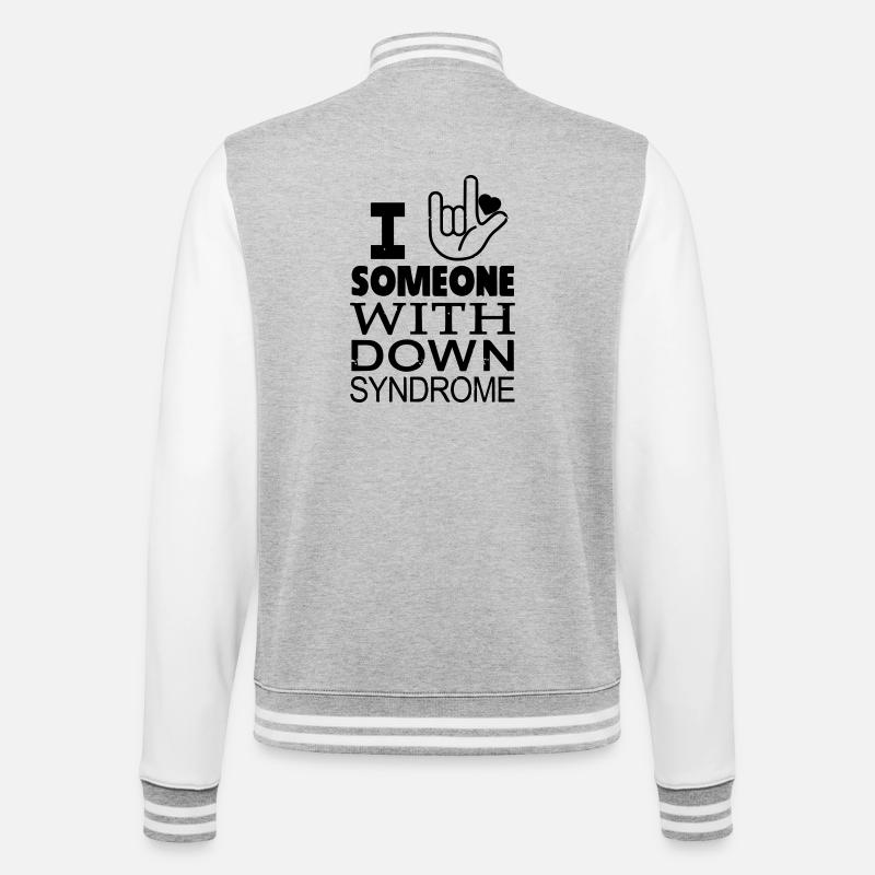 Down-Syndrom Liebhaber - College-Sweatjacke - Grau meliert/Weiß