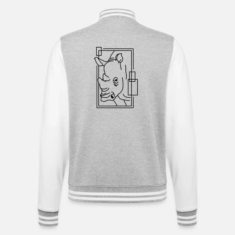 Nashorn im geometrischen Design - College-Sweatjacke - Grau meliert/Weiß