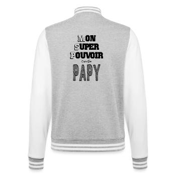 Mon Super Pouvoir Etre Papy Grand Père - Veste Teddy - gris chiné / blanc - Dos - Marisol (170cm)