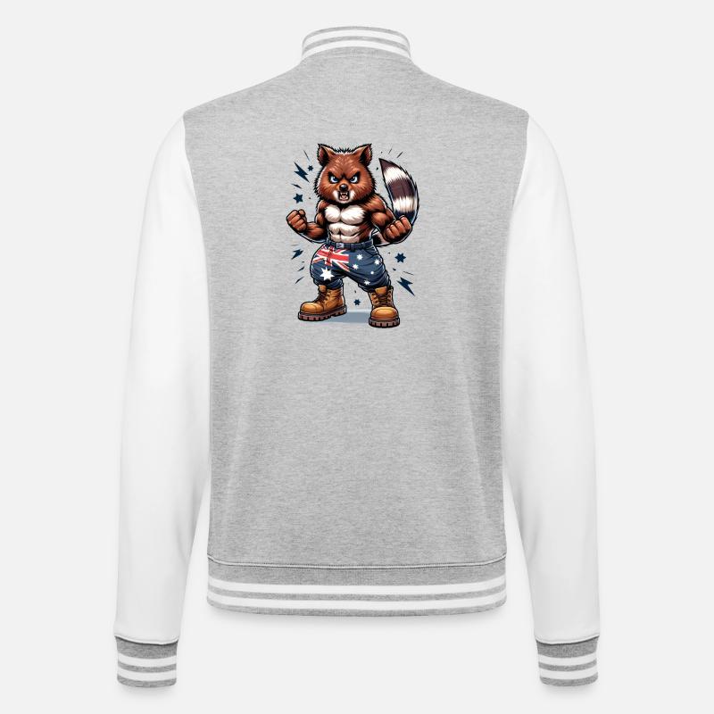 Design de chasseur australien Quokka - Veste Teddy - gris chiné / blanc