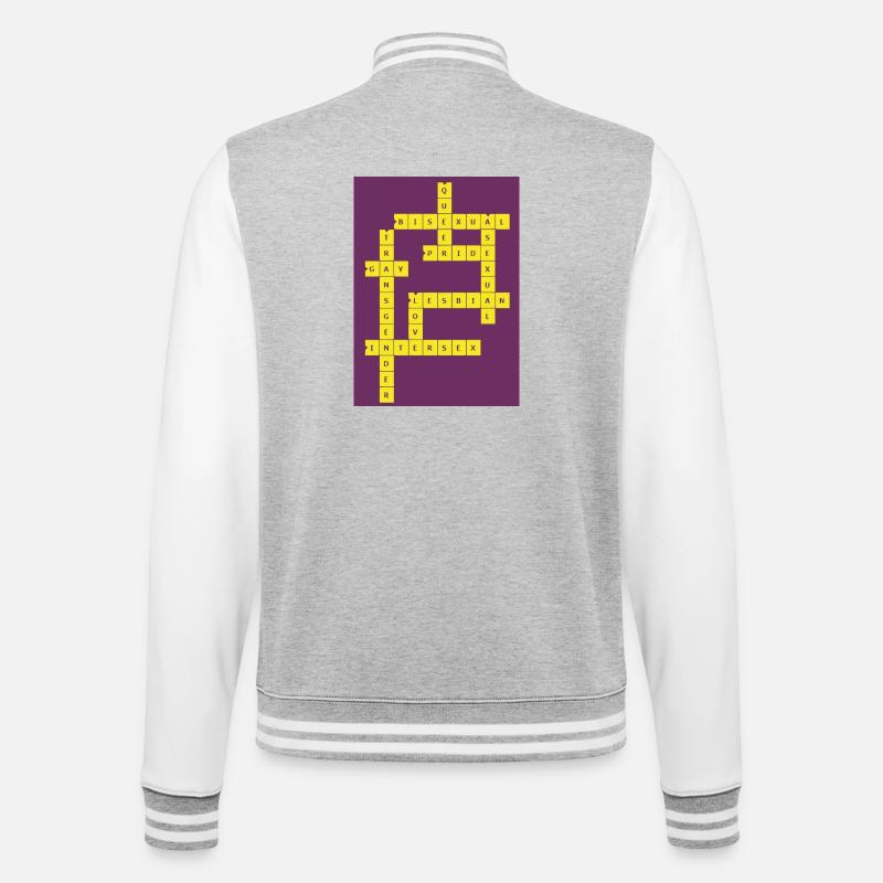 Kreuzworträtsel Divers - College-Sweatjacke - Grau meliert/Weiß