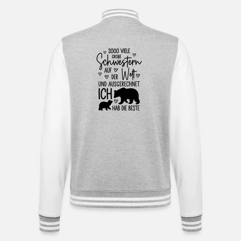 Mädchen Schwestern Bären Beste große Schwester - College-Sweatjacke - Grau meliert/Weiß