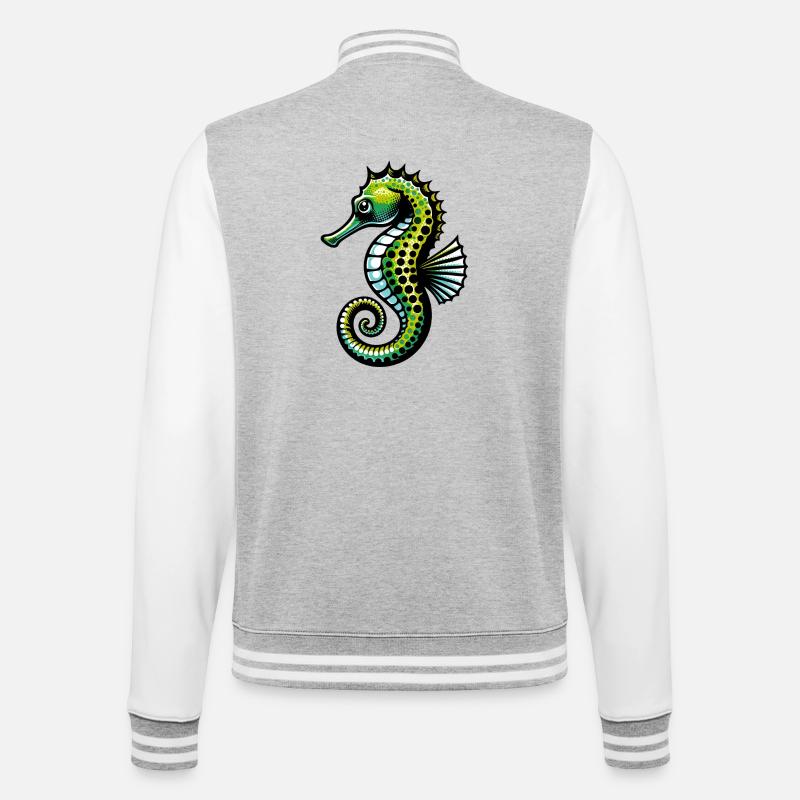 Seepferdchen - College-Sweatjacke - Grau meliert/Weiß