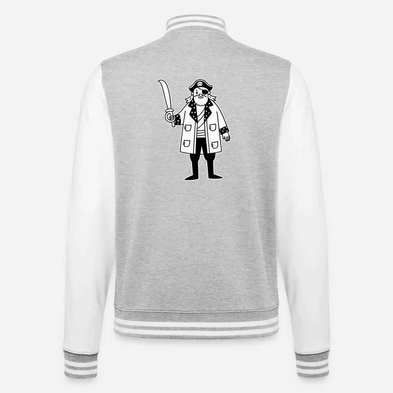 Pirat - College-Sweatjacke - Grau meliert/Weiß