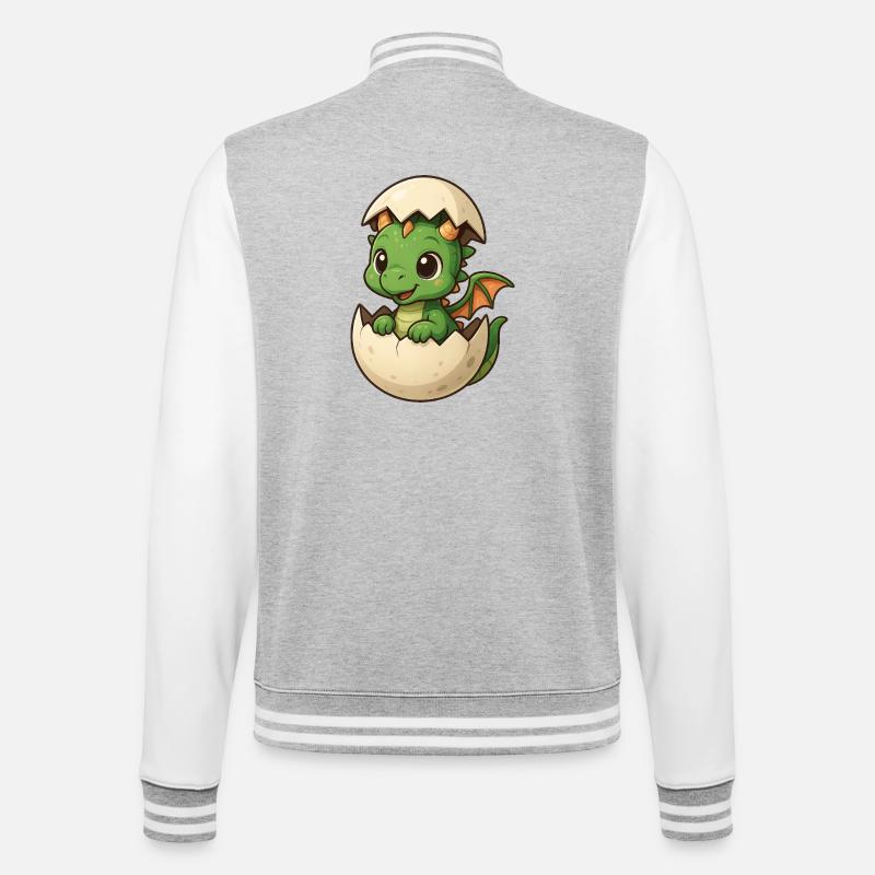 Bébé Dragon Mignon, Tout Juste Éclos. pour Enfants - Veste Teddy - gris chiné / blanc