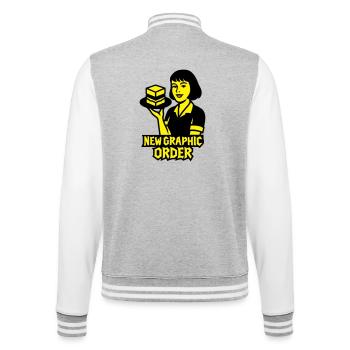 New Graphic Order #1 - College-Sweatjacke - Grau meliert/Weiß - Hinten - Marisol (170cm)