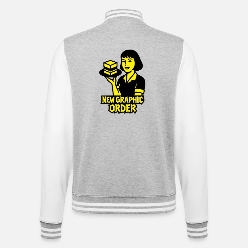 New Graphic Order #1 - College-Sweatjacke - Grau meliert/Weiß