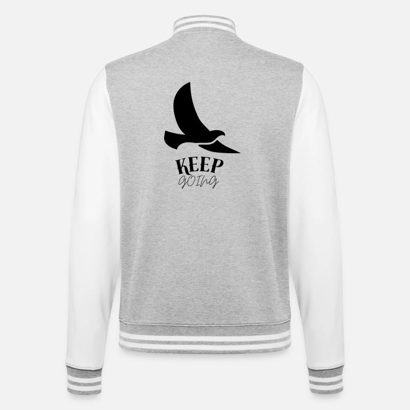 Keep_going - College-Sweatjacke - Grau meliert/Weiß