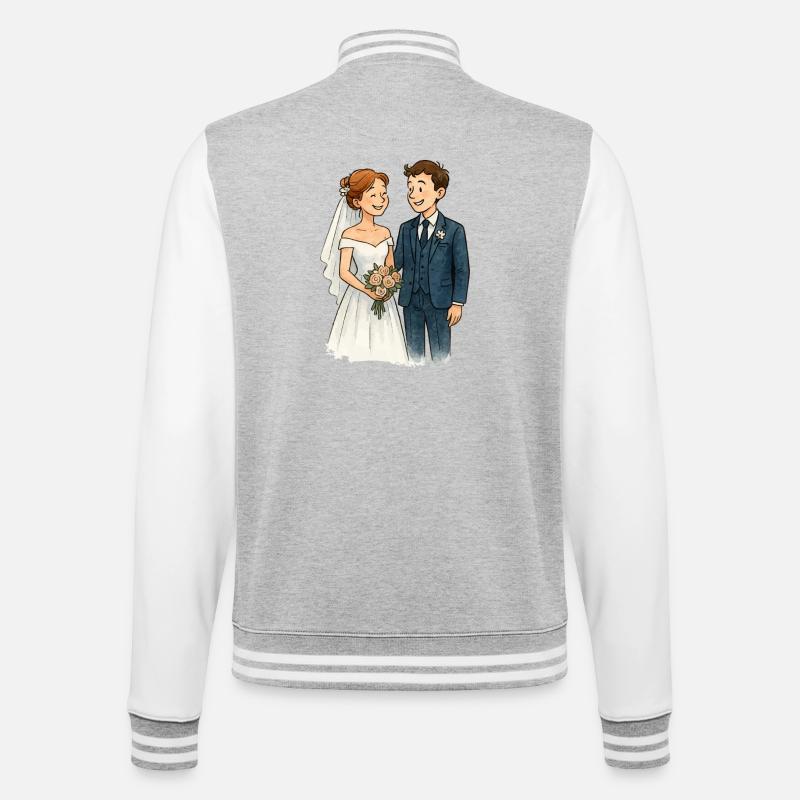 ehepaar-comic - College-Sweatjacke - Grau meliert/Weiß