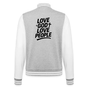 Love God and love your neighbor - College Sweat Jacket - heather grey/white - Back - Marisol (170cm)