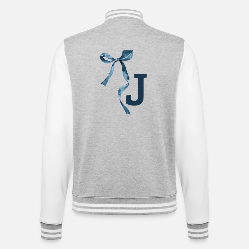 Monogram j Gift Idea - College Sweat Jacket - heather grey/white
