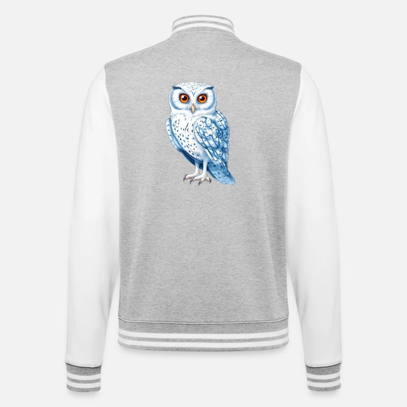 Snow White Blue Owl Drawing - College Sweat Jacket - heather grey/white