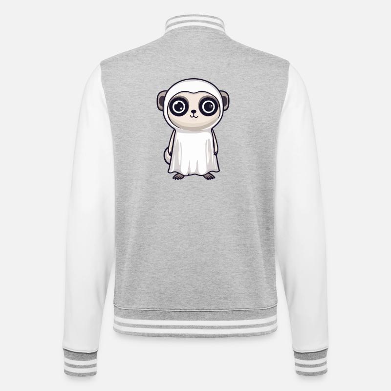 Erdmännchen Halloween Geist - College-Sweatjacke - Grau meliert/Weiß