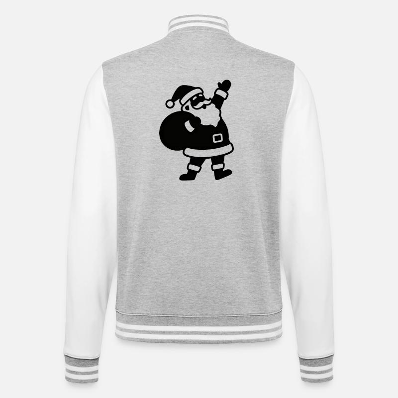 Weihnachtsmann Silhouette mit Sack - College-Sweatjacke - Grau meliert/Weiß