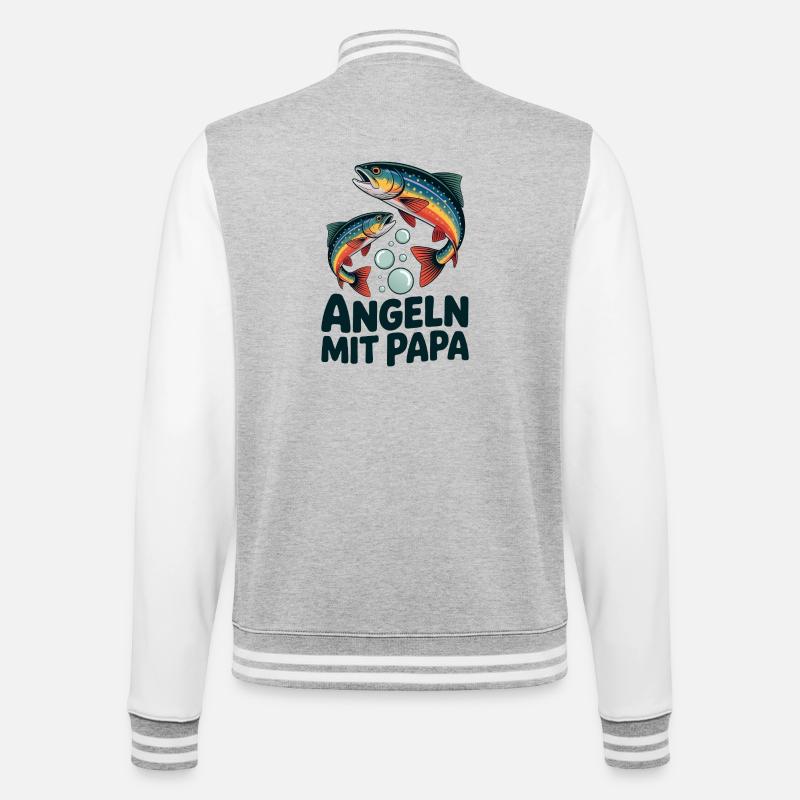 Pêcher avec papa - Veste Teddy - gris chiné / blanc