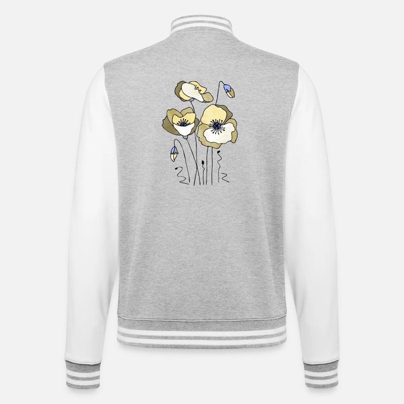 Blumen - College-Sweatjacke - Grau meliert/Weiß