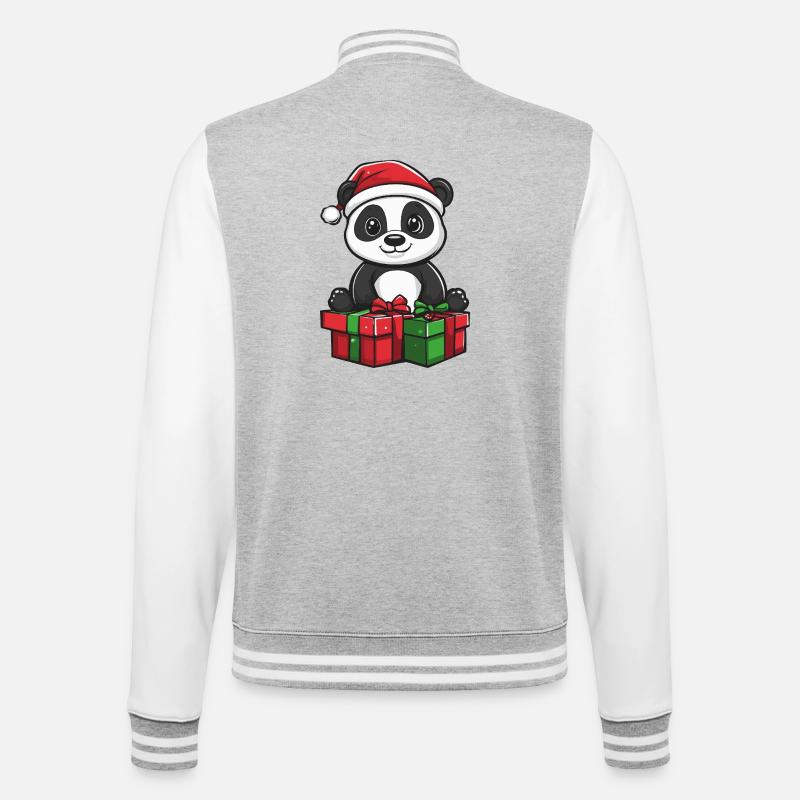 Panda Weihnachten Geschenke - College-Sweatjacke - Grau meliert/Weiß