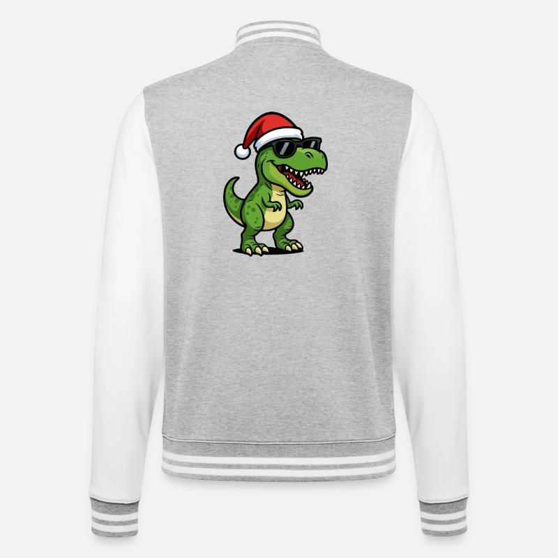 T-Rex Santa mit Sonnenbrille - College-Sweatjacke - Grau meliert/Weiß