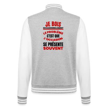 Gelegentlich trinke ich Humor-Aperitif - College-Sweatjacke - Grau meliert/Weiß - Hinten - Marisol (170cm)