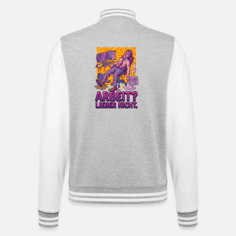 Work? Rather not - College Sweat Jacket - heather grey/white