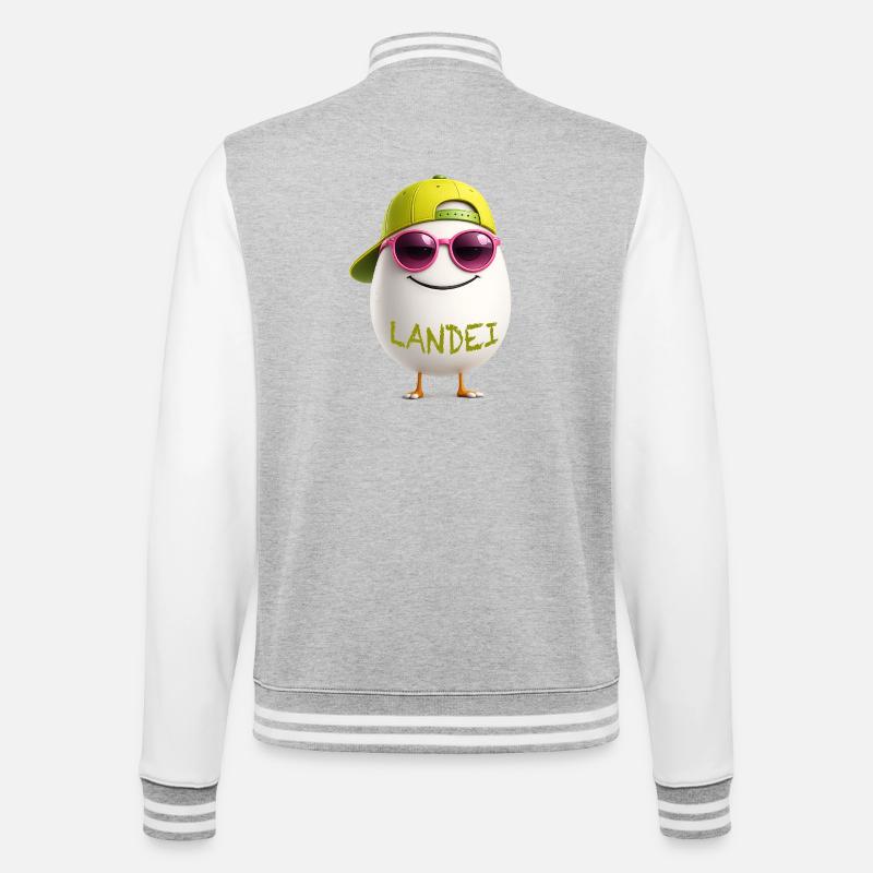 Landei mit Neon Sonnenbrille - College-Sweatjacke - Grau meliert/Weiß