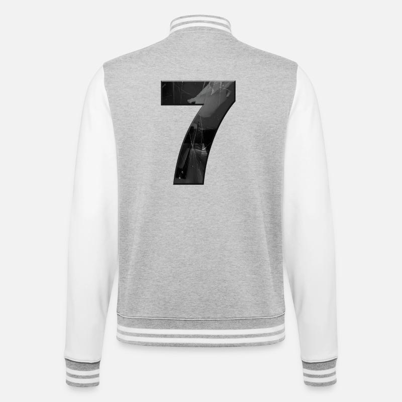 Schwarzgrau Sieben mit Splittern - College-Sweatjacke - Grau meliert/Weiß