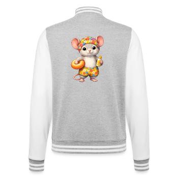 Süße Maus im Sommerurlaub  - College-Sweatjacke - Grau meliert/Weiß - Hinten - Marisol (170cm)