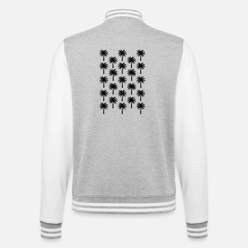 Palm Tree Pattern Black Palm Tree - College Sweat Jacket - heather grey/white