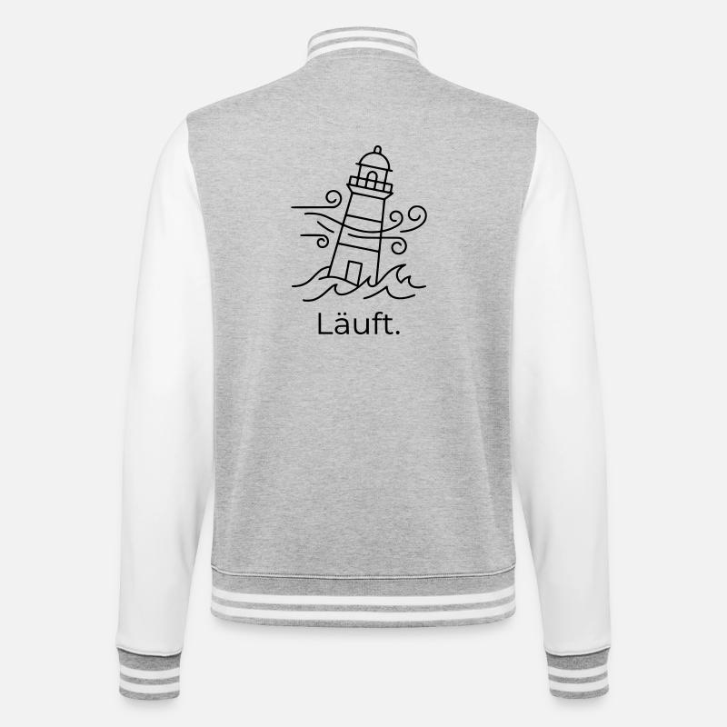 Läuft Leuchtturm - College-Sweatjacke - Grau meliert/Weiß