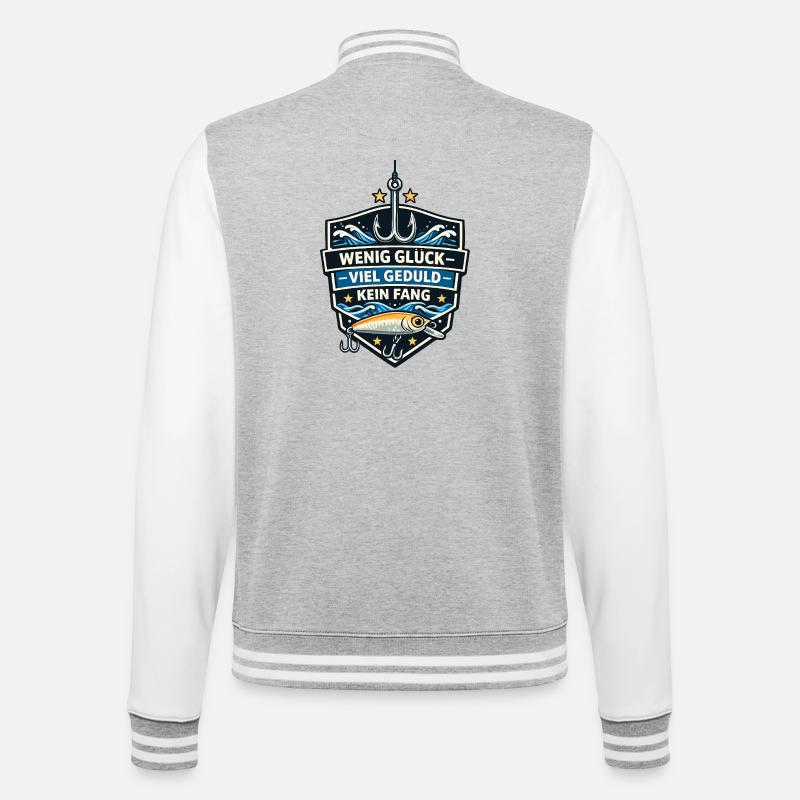 Fischerabzeichen Geduld-Spruch Motivation - College-Sweatjacke - Grau meliert/Weiß