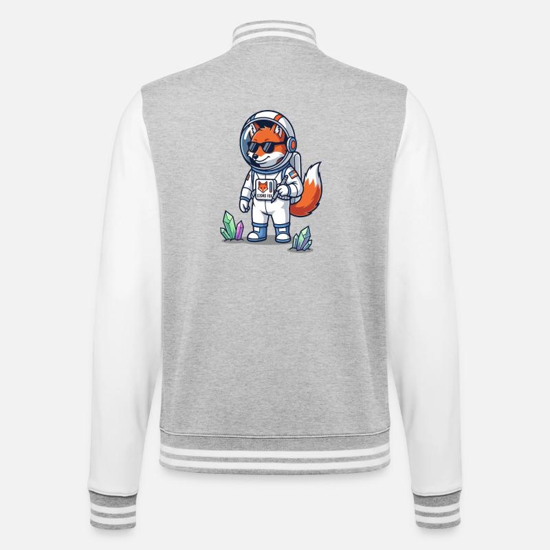 Cosmo Fox Astronaut Space Explorer - College-Sweatjacke - Grau meliert/Weiß