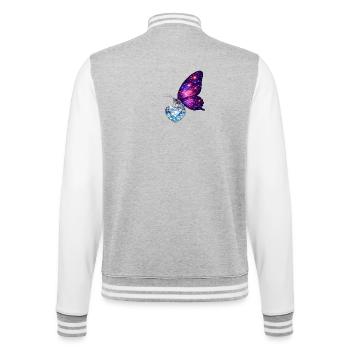 Soul of Earth – Blue Butterfly Heart - College-Sweatjacke - Grau meliert/Weiß - Hinten - Marisol (170cm)
